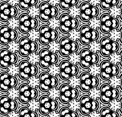 Black and white seamless abstract pattern. Background and backdrop. Grayscale ornamental design. Mosaic ornaments. Vector graphic illustration.