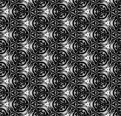Black and white seamless abstract pattern. Background and backdrop. Grayscale ornamental design. Mosaic ornaments. Vector graphic illustration.