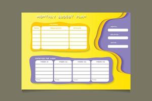 yellow purple budget planner template vector illustration