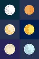 A set of images of the moon in different colors. Vector illustration.