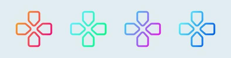 Joystick navigation line icon in gradient colors. Controller signs vector illustration.