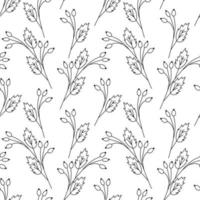 Seamless pattern from Contour rosehip branches. Abstract background texture. Coloring page. Isolate vector