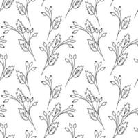 Seamless pattern from Contour rosehip branches. Abstract background texture. Coloring page. Isolate vector