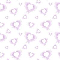 Endless pattern of abstract brush strokes in shape of hearts in delicate violet tint in watercolor vector
