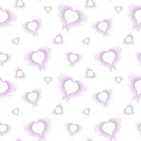 Endless pattern of abstract brush strokes in shape of hearts in delicate violet tint in watercolor vector