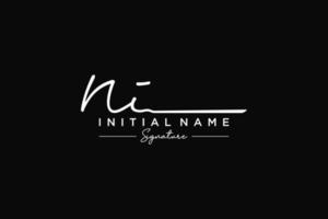 Initial NI signature logo template vector. Hand drawn Calligraphy lettering Vector illustration.