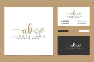 Initial AB Feminine logo collections and business card templat Premium Vector