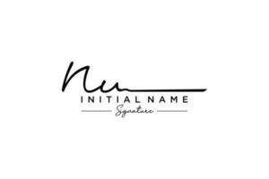 Initial NU signature logo template vector. Hand drawn Calligraphy lettering Vector illustration.