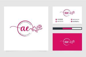 Initial AE Feminine logo collections and business card templat Premium Vector