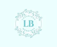 plantilla de logotipos de monograma de boda con letras iniciales lb, plantillas florales y minimalistas modernas dibujadas a mano para tarjetas de invitación, guardar la fecha, identidad elegante. vector