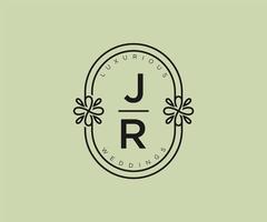 JR Initials letter Wedding monogram logos template, hand drawn modern minimalistic and floral templates for Invitation cards, Save the Date, elegant identity. vector