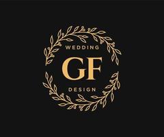 colección de logotipos de monogramas de boda con letras iniciales gf, plantillas florales y minimalistas modernas dibujadas a mano para tarjetas de invitación, guardar la fecha, identidad elegante para restaurante, boutique, café en vectores