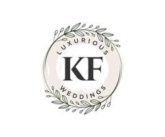 plantilla de logotipos de monograma de boda con letras iniciales kf, plantillas florales y minimalistas modernas dibujadas a mano para tarjetas de invitación, guardar la fecha, identidad elegante. vector