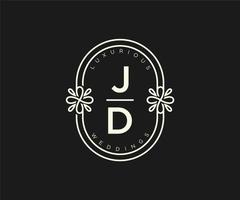 JD Initials letter Wedding monogram logos template, hand drawn modern minimalistic and floral templates for Invitation cards, Save the Date, elegant identity. vector