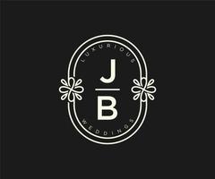 plantilla de logotipos de monograma de boda con letras iniciales jb, plantillas florales y minimalistas modernas dibujadas a mano para tarjetas de invitación, guardar la fecha, identidad elegante. vector