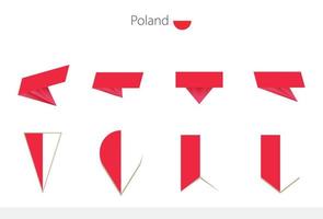 Poland national flag collection, eight versions of Poland vector flags.