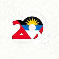 New Year 2023 for Antigua and Barbuda on snowflake background. vector