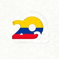 año nuevo 2023 para colombia sobre fondo de copos de nieve. vector