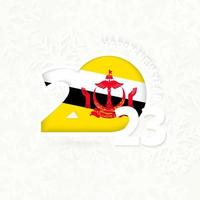 New Year 2023 for Brunei on snowflake background. vector