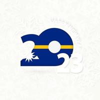 New Year 2023 for Nauru on snowflake background. vector