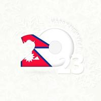 año nuevo 2023 para nepal sobre fondo de copos de nieve. vector