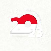 New Year 2023 for Monaco on snowflake background. vector