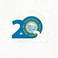 New Year 2023 for South Dakota on snowflake background. vector