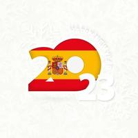 New Year 2023 for Spain on snowflake background. vector