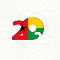 New Year 2023 for Guinea-Bissau on snowflake background. vector