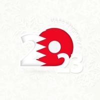 New Year 2023 for Bahrain on snowflake background. vector