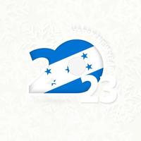 año nuevo 2023 para honduras sobre fondo de copos de nieve. vector