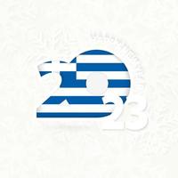 año nuevo 2023 para grecia sobre fondo de copos de nieve. vector