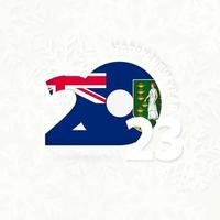 New Year 2023 for British Virgin Islands on snowflake background. vector