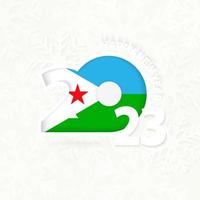 New Year 2023 for Djibouti on snowflake background. vector