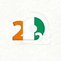 New Year 2023 for Ivory Coast on snowflake background. vector