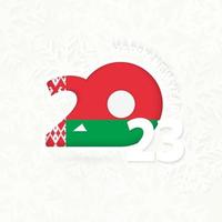 New Year 2023 for Belarus on snowflake background. vector