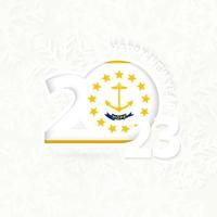 New Year 2023 for Rhode Island on snowflake background. vector