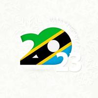 año nuevo 2023 para tanzania sobre fondo de copos de nieve. vector