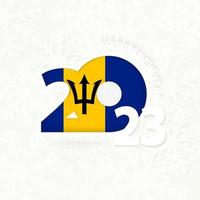 New Year 2023 for Barbados on snowflake background. vector