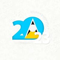 New Year 2023 for Saint Lucia on snowflake background. vector