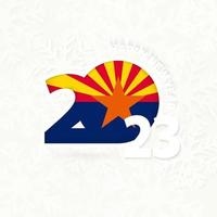 año nuevo 2023 para arizona sobre fondo de copos de nieve. vector