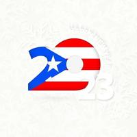 año nuevo 2023 para puerto rico sobre fondo de copos de nieve. vector