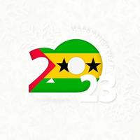 New Year 2023 for Sao Tome and Principe on snowflake background. vector