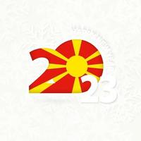 New Year 2023 for Macedonia on snowflake background. vector