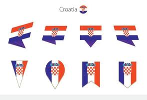 colección de banderas nacionales de croacia, ocho versiones de banderas vectoriales de croacia. vector