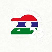 New Year 2023 for Gambia on snowflake background. vector