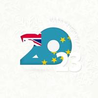 New Year 2023 for Tuvalu on snowflake background. vector