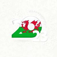 New Year 2023 for Wales on snowflake background. vector