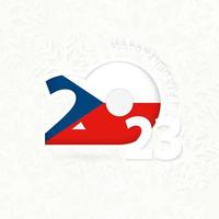 New Year 2023 for Czech Republic on snowflake background. vector