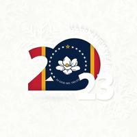 New Year 2023 for Mississippi on snowflake background. vector